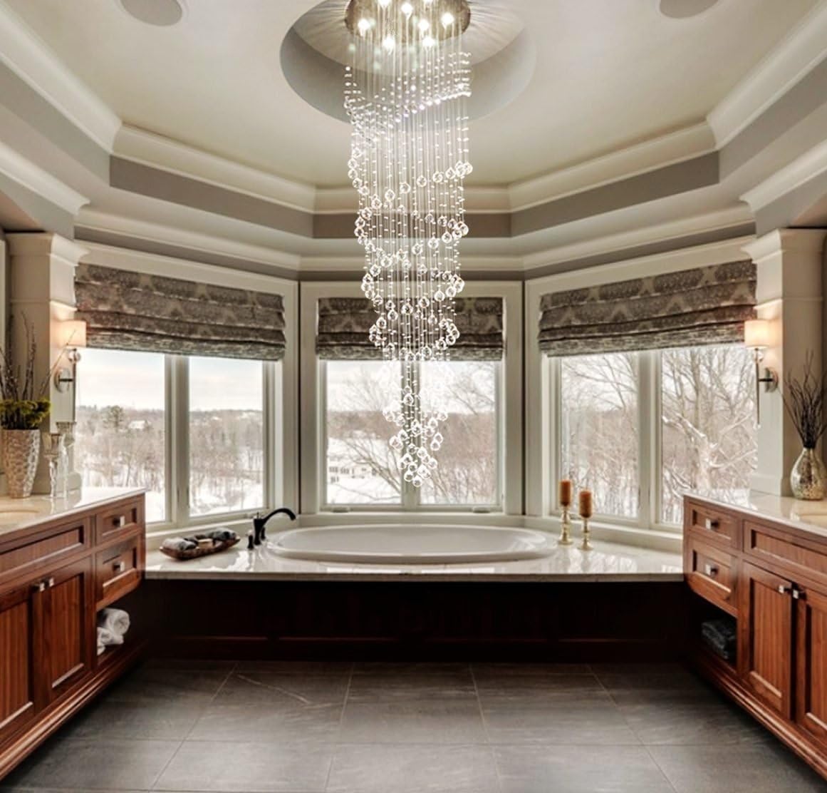 Saint Mossi Modern K9 Crystal Raindrop Chandelier Lighting, Modern Crystal Light Fixture, K9 Crystal Chandeliers, Double Swirl 6 GU10 Bulbs Required