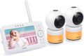 VTech VM5463-2 Upgraded Video Baby Monitor with 2 Cameras – 5' HD Screen, 12-Hour Battery, Pan Tilt Zoom, Ceiling Star Projector Night Light, 2-Way Audio, Non-WiFi Secure, No App Needed
