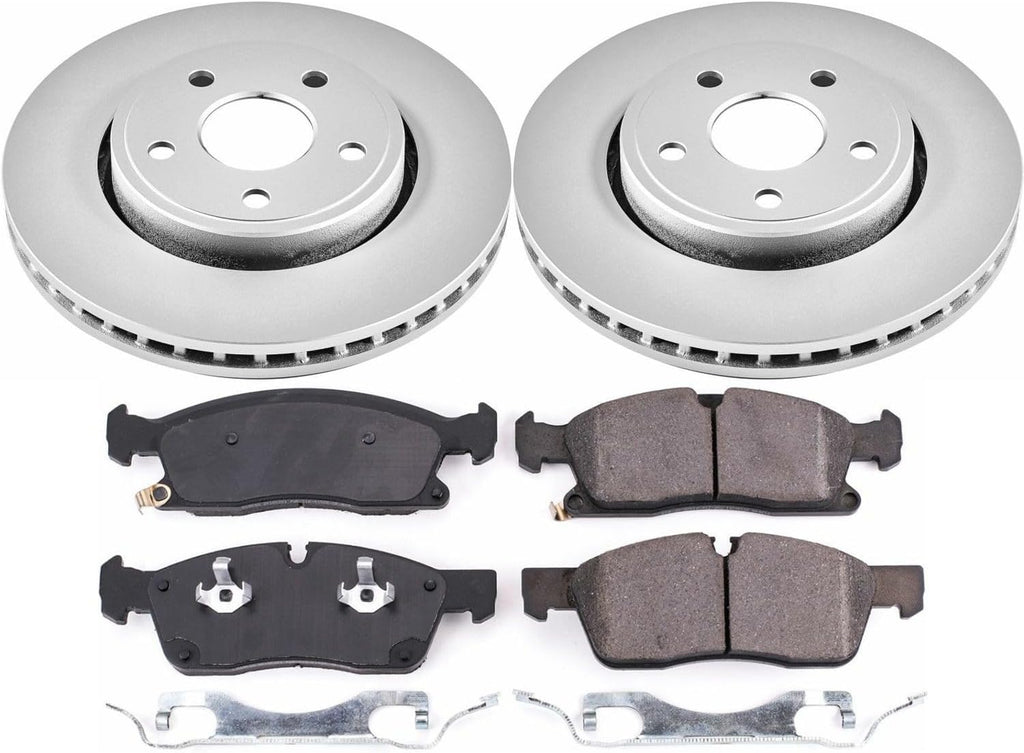 PowerStop Front Brake Kit for Jeep Grand Cherokee 2017-20 - Fully-Coated Disc Rotors with Z17 Ceramic Brake Pads Replacement, CRK7412