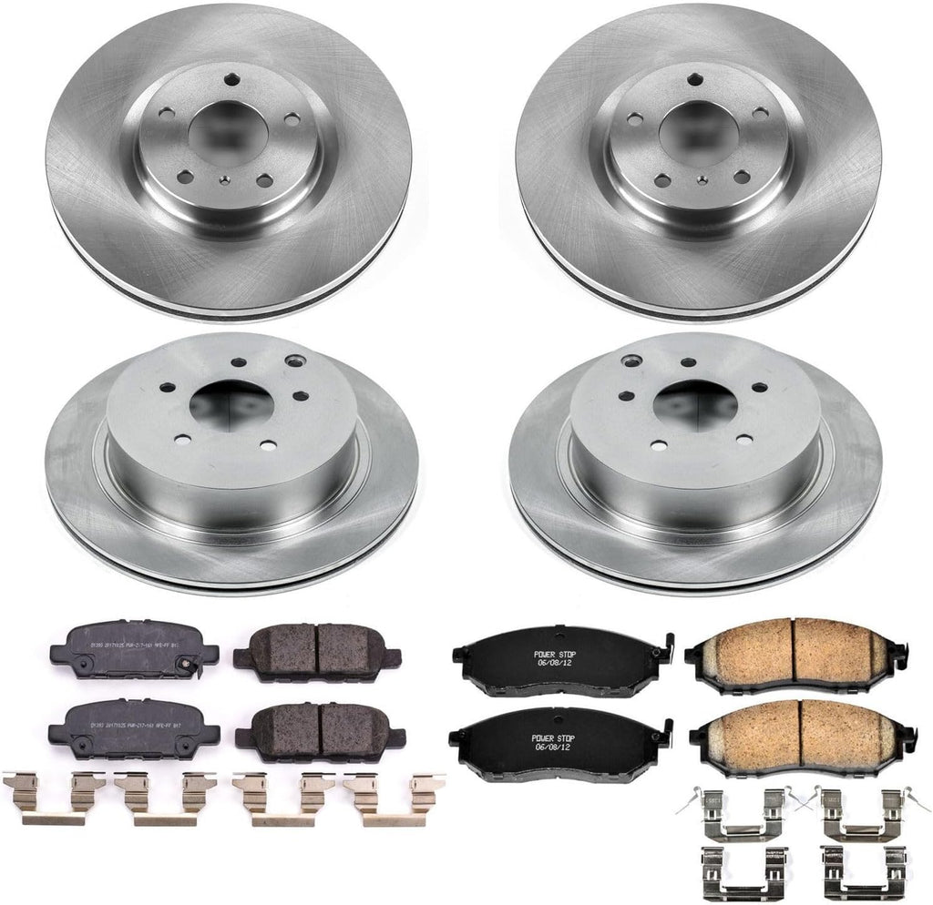PowerStop Front and Rear Brake Kit for Infiniti Q70 2014-19 |Q70L 2015-19 |QX70 2014-17 - Z17 Ceramic Brake Pads & Disc Rotors Replacement, KOE8061