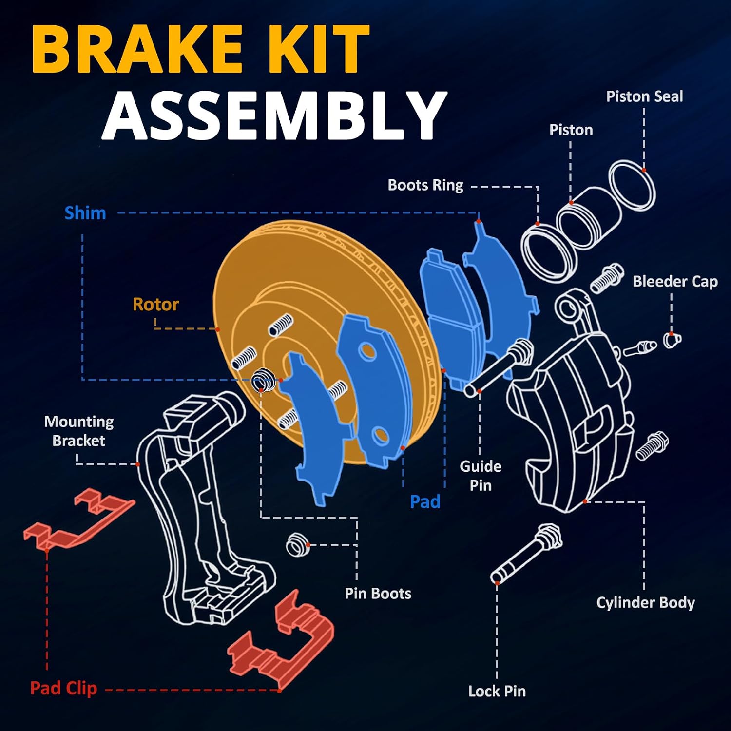 AUTOCLUB 13.58' Rear Brake Kit, for 2007 2008 2009 2010 2011 2012 2013 Chevy Silverado 1500 Brake Pads and Rotors, for Chevy Avalanche Suburban GMC Yukon XL 1500 Brakes, Drilled Slotted Replacement