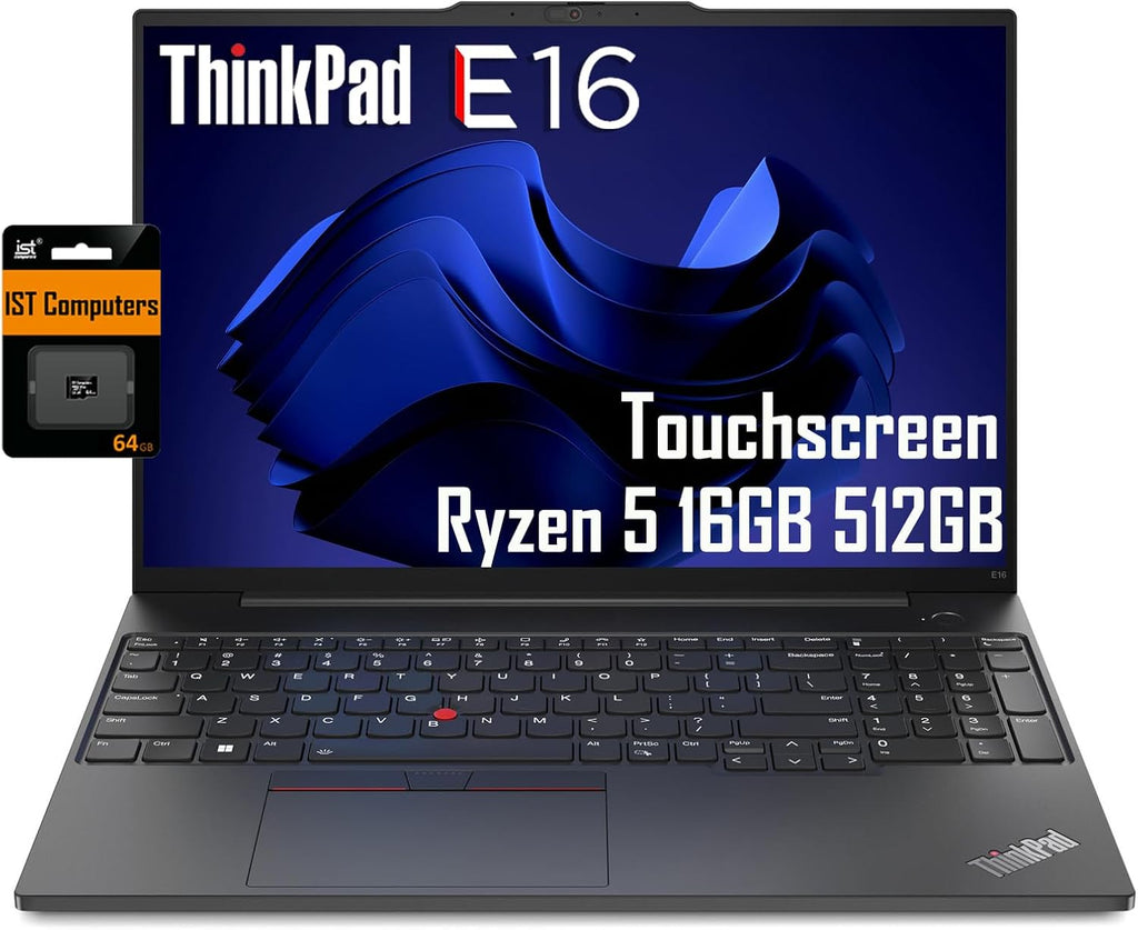 Lenovo ThinkPad E16 Business Laptop (16' FHD+ Touchscreen, AMD Ryzen 5 7530U, 16GB RAM, 512GB SSD, (8-Core Beat i7-1165G7)), FP, Backlit, FHD Webcam, IST SD Card, Wi-Fi 6, Ethernet, Win 11 Pro, Black