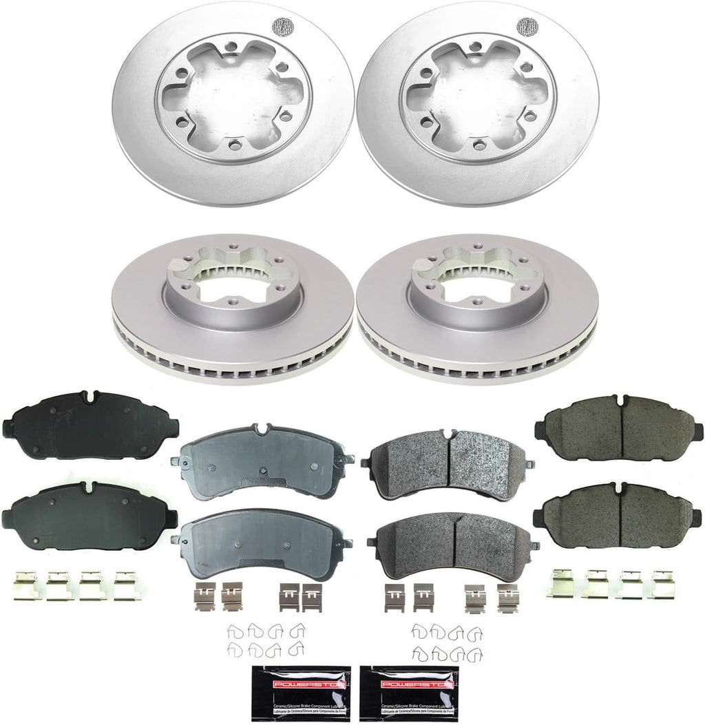 PowerStop Front and Rear Brake Kit for Ford Transit-350 HD 2020-24 - Fully-Coated Disc Rotors with Z17 Ceramic Brake Pads Replacement, CRK8983