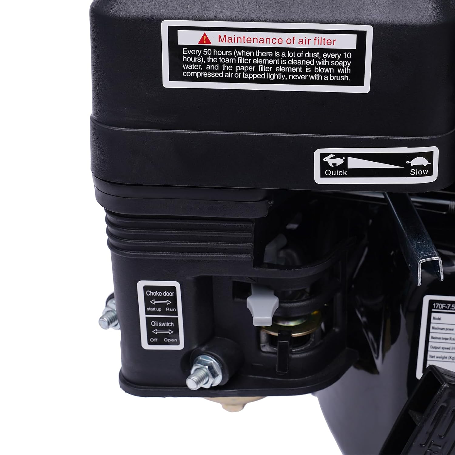 4-Stroke 7.5HP Gas Engine, 210CC OHV Air Cooled Pullstart Motor Fit for Honda GX160/170F Single Cylinder Air Cooled Gasoline Engine Pull Start Motor Gas Engine for Compressor Lawnmower