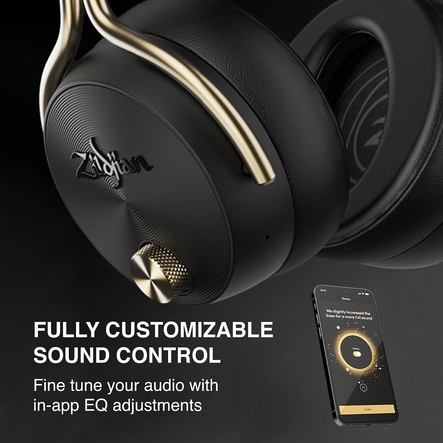 Zildjian ALCHEM-E Perfect Tune Headphones - Black Bundle with Carrying Case, Stand, and Austin Bazaar Polishing Cloth
