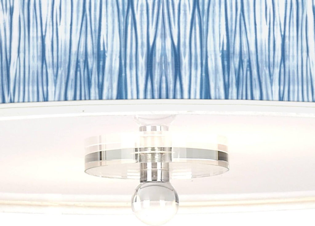 Giclee Gallery Beachcomb 16' Modern Coastal Semi Flush-Mount Ceiling Light Fixture Kitchen Foyer Hallway Drum Round Print Shade Blue Silver Chrome Finish Crystal Bedroom Bathroom Entryway Indoor