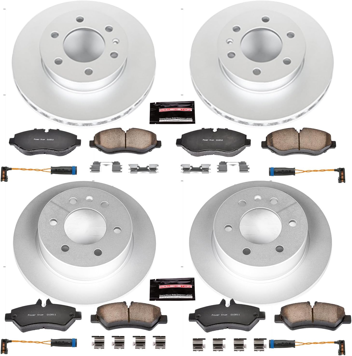 PowerStop Front and Rear Brake Kit for Dodge Sprinter 2500 2009 |Freightliner Sprinter 2500 2009-18 - Fully-Coated Disc Rotors with Z23 Carbon-Fiber Ceramic Brake Pads Upgrade, CRK6235