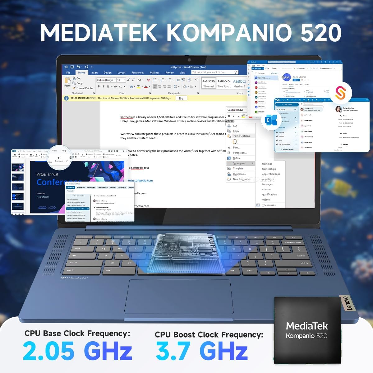 Lenovo IdeaPad Slim 3 Chromebook Laptop, 14'' FHD Touchscreen, 4GB RAM, 64GB eMMC + 256GB Micro SD, MediaTek Kompanio 520, Lightweight Chromebook for Business & Students, w/Accessories