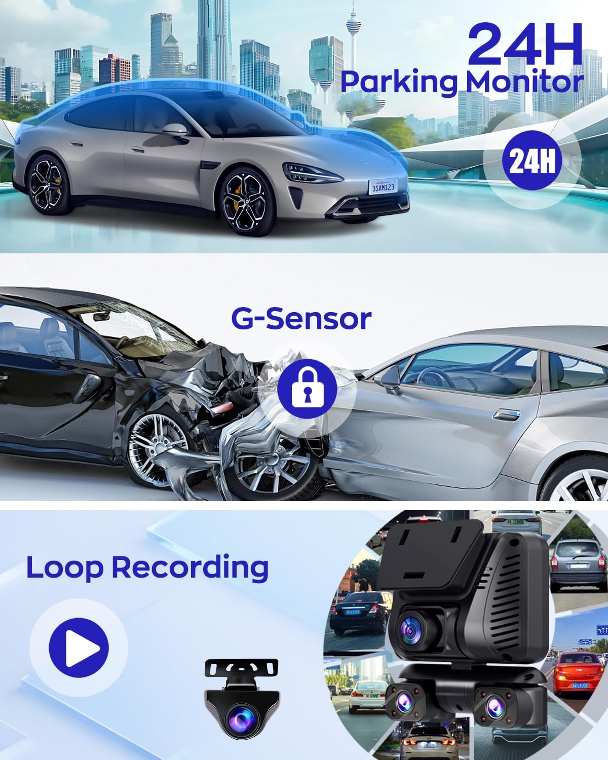 4K Dash Cam 360° View,4 Channel Front and Rear Dash Camera for Cars,Built-in 5GHz Wi-Fi GPS, Voice Control, Free 128G Card,Night Vision,24H Parking Mode,G-Sensor