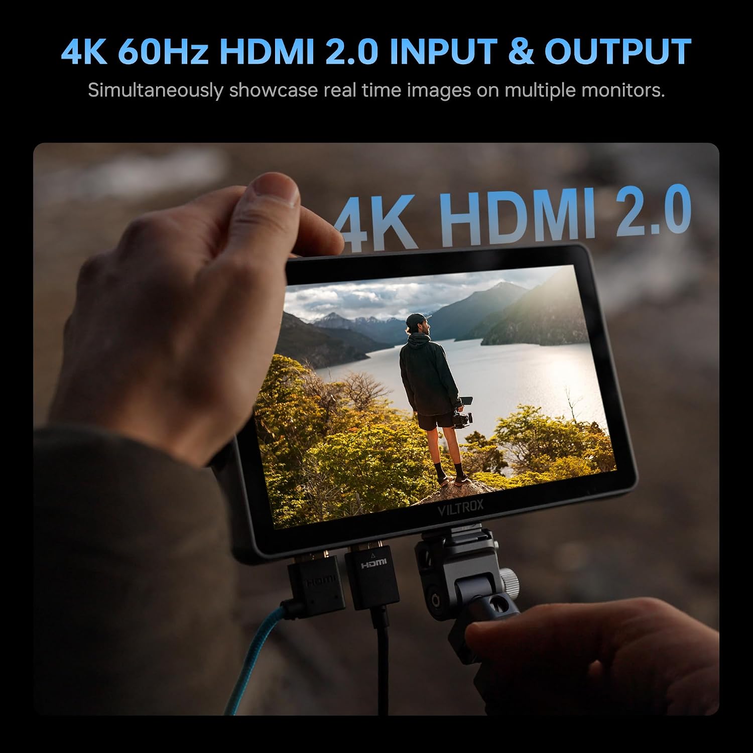 VILTROX DC-A1 Camera Monitor, 7inch 2800nits Ultra Bright Touchscreen Field Monitor with Full HD 1920x1080, HDMI 2.0 in/Out, Custom LUT, Histogram, Waveform, Sunshade, for Video Shooting