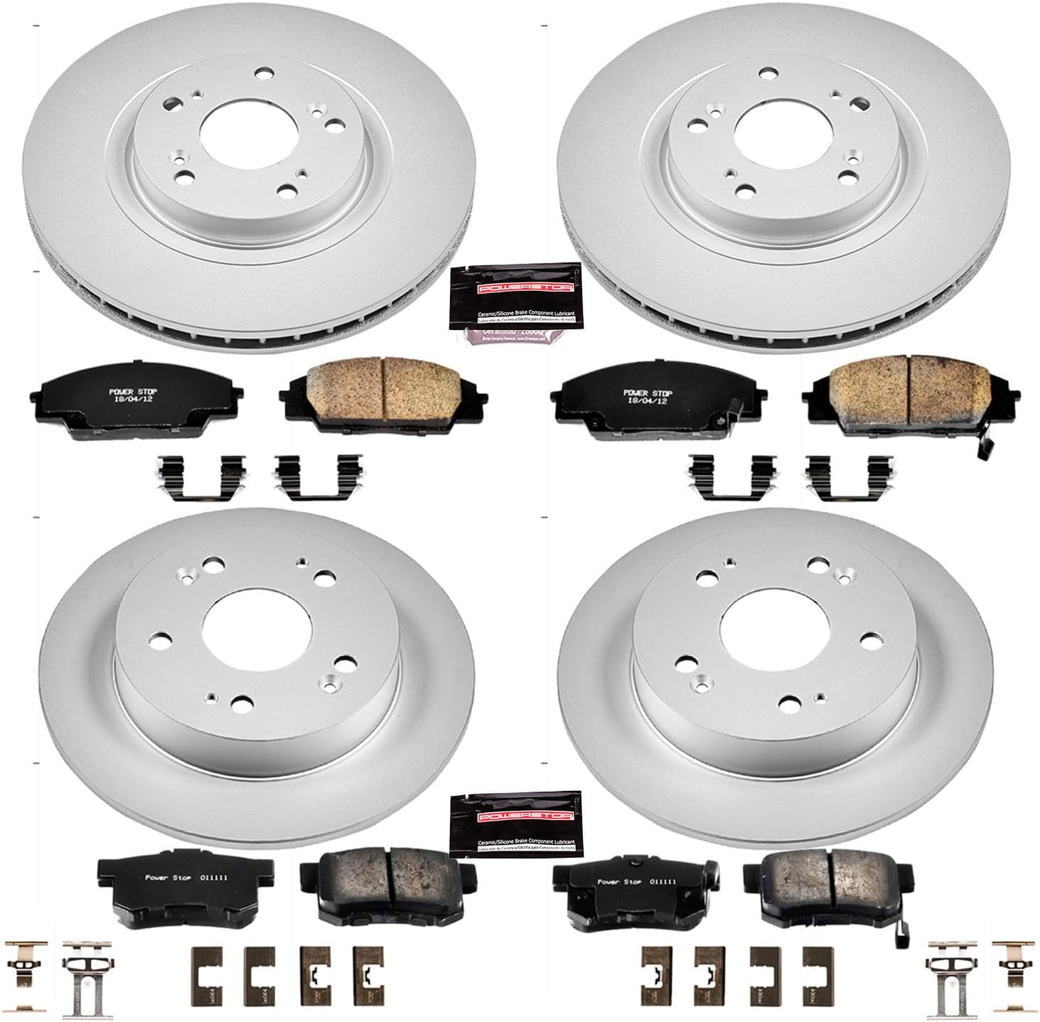 PowerStop Front and Rear Brake Kit for Honda Civic 2006-11 - Fully-Coated Disc Rotors with Z17 Ceramic Brake Pads Replacement, CRK2440