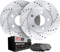 Dynamic Friction Company Front Brakes and Rotors|Drilled Slotted Brake Rotors| Front 3000 Ceramic Brake Pads and Rotors Kit| Automotive Replacement Brake Kits