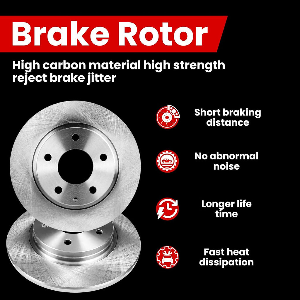 Arrhythmic 6X Ceramic Brake Pads and Rotors 10.16inch (258mm) Front for Ford Fiesta 1.6L 2011 2012 2013 2014 2015 2016 2017 2018 2019, for Ford Fiesta 1.0L 2014 2015 2016 2017