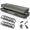 eKL 16 Port HDMI KVM Switch Supports Hotkeys Switching up to 4K@60Hz 4:4:4 16 PCs Laptops Sharing with One Set of Keyboard and Mouse