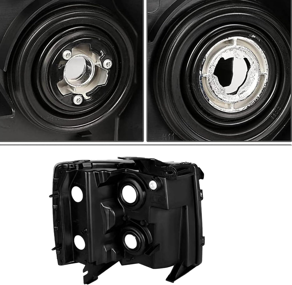 Headlights Tail Lights Combo Compatible with Chevy Silverado 1500 2007 2008 2009 2010 2011 2012 2013 Chevrolet 2500 3500 HD 2500HD 3500HD Replacement Headlight Rear Brake Lamp Assembly, Black