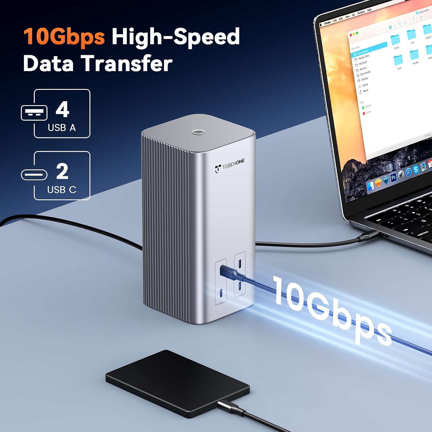 TobenONE 20-IN-1 Docking Station 3 Monitors for MacBook Neo, Triple 4K@60Hz Monitor Docking Station with 3 HDMI, 2 DP, 45W PD,150W Charger, 6 USB Ports, Driver-Based, for M1-M5 Pro/Max, Windows, Linux