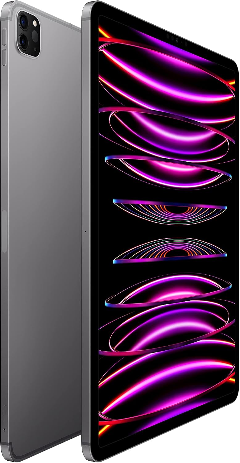 Apple iPad Pro 12.9-inch (6th Generation): with M2 chip, Liquid Retina XDR Display, 512GB, Wi-Fi 6E + 5G Cellular, 12MP front/12MP and 10MP Back Cameras, Face ID, All-Day Battery Life – Space Gray