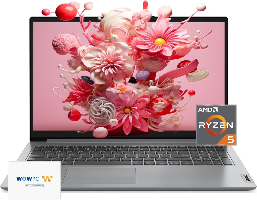 Lenovo IdeaPad Laptop, 15.6' FHD Display, AMD Ryzen 5 5500U (Beats i7-1185G7), Long Battery Life, USB-C, Webcam, HDMI, Wi-Fi 6, Bluetooth, w/WOWPC Bundle, Windows 11 (40GB RAM | 1TB PCIe SSD)