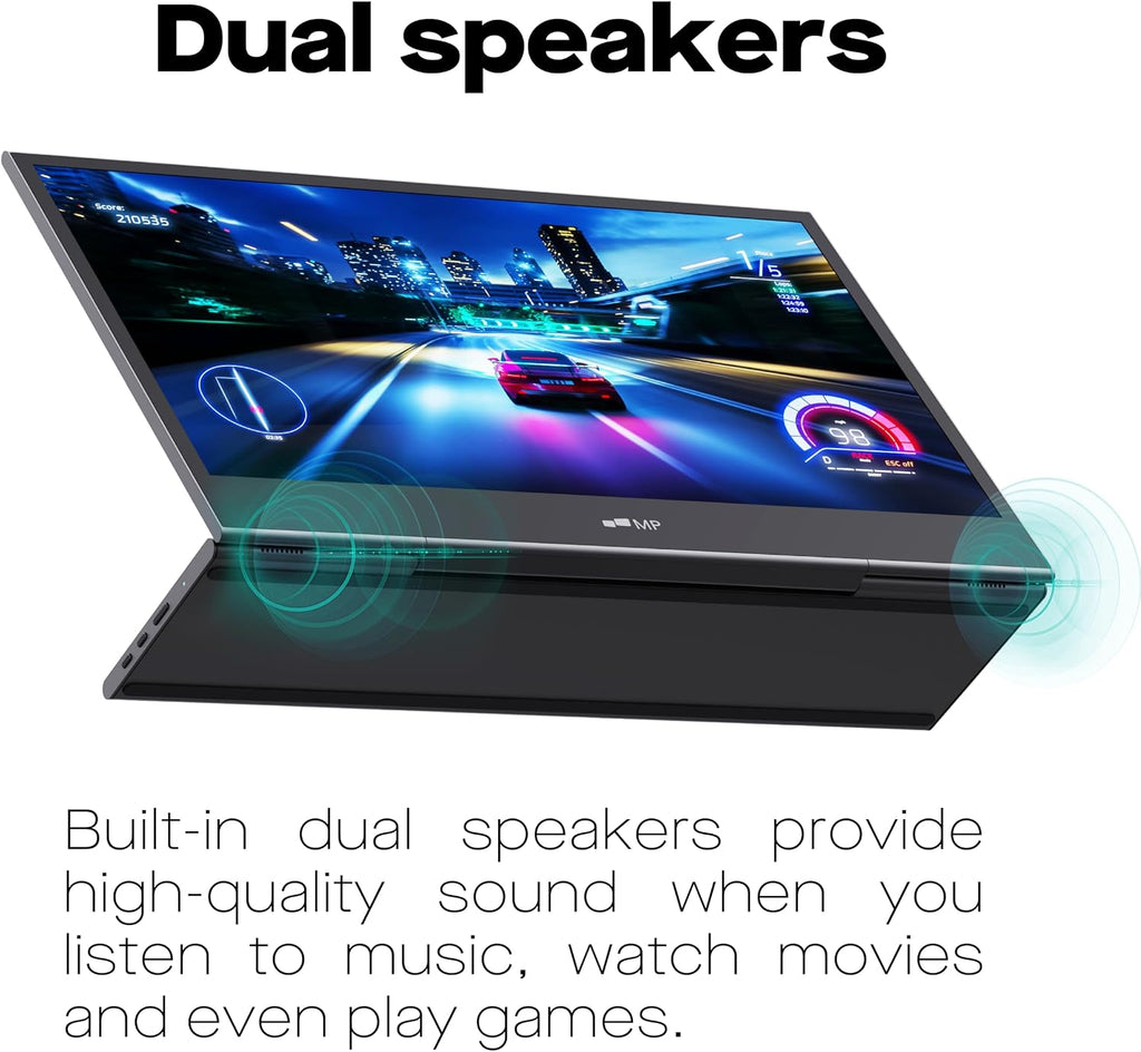 MP Mobile Pixels Glance Laptop Portable Monitor, 16 Inch 1080P FHD Display USB-C/HDMI Portable Monitors, Travel Monitor with Dual Speakers for macOS/Windows/DeX