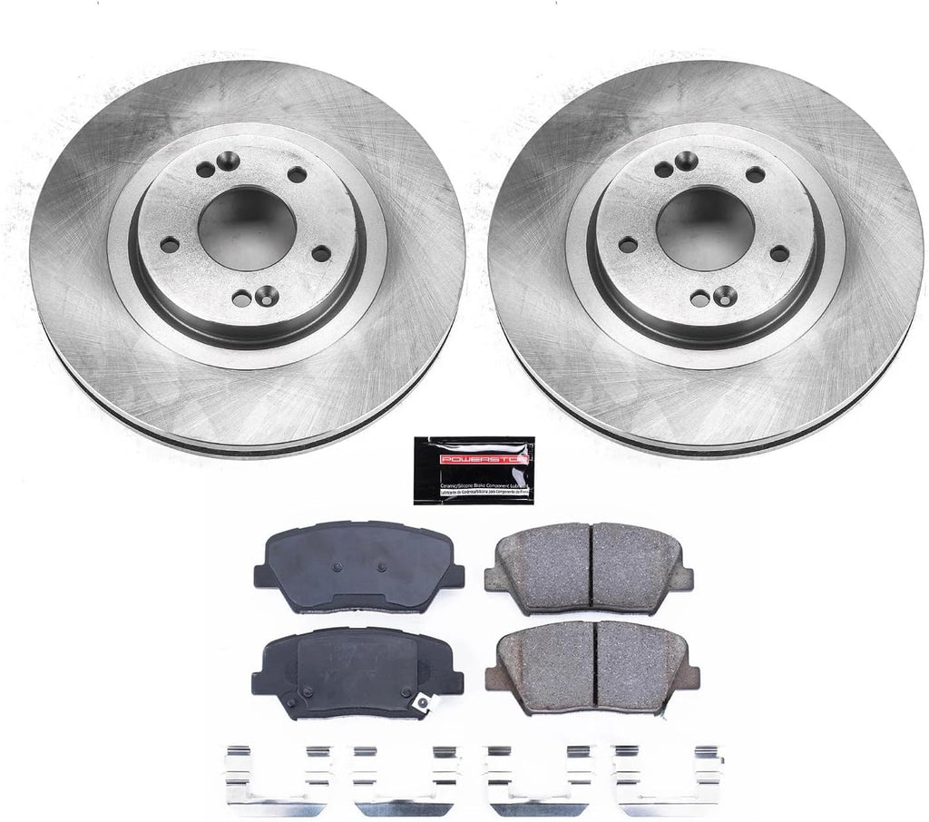 PowerStop Front Brake Kit for Hyundai Santa Fe Sport 2013-18 | Kia Sorento 2014-20 - Z17 Ceramic Brake Pads & Disc Rotors Replacement, KOE7064