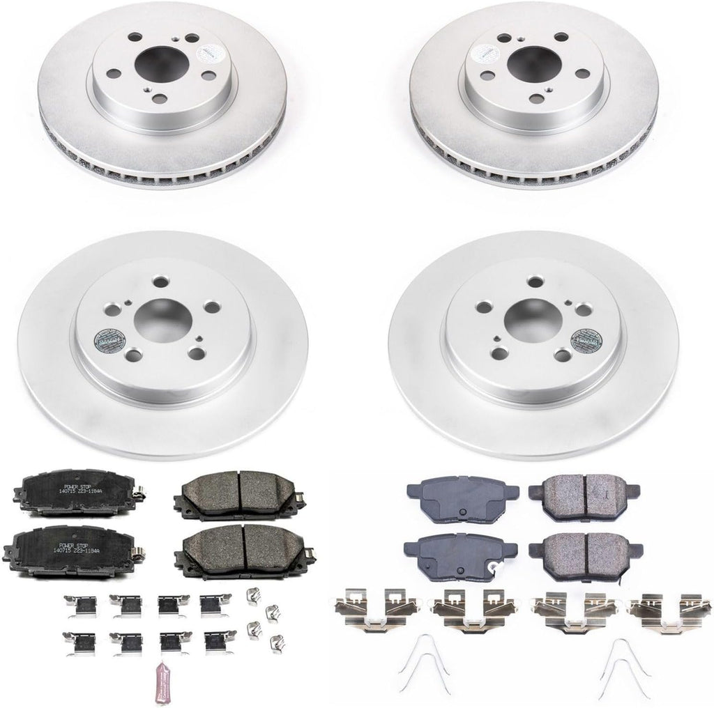 PowerStop Front and Rear Brake Kit for Lexus CT200h 2011-17 - Fully-Coated Disc Rotors with Z17 Ceramic Brake Pads Replacement, CRK6487