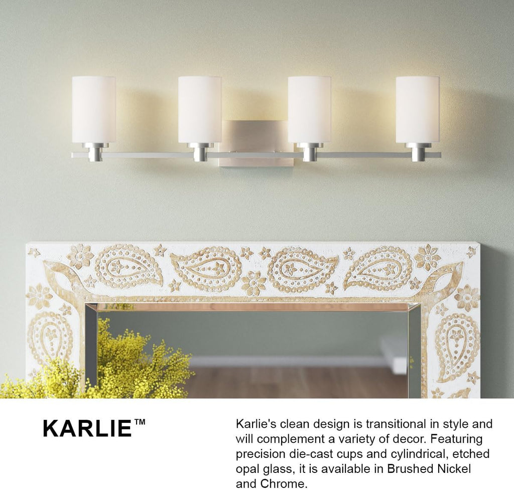 Hinkley Karlie Transitional Four Light Bathroom Vanity Fixture, Chrome