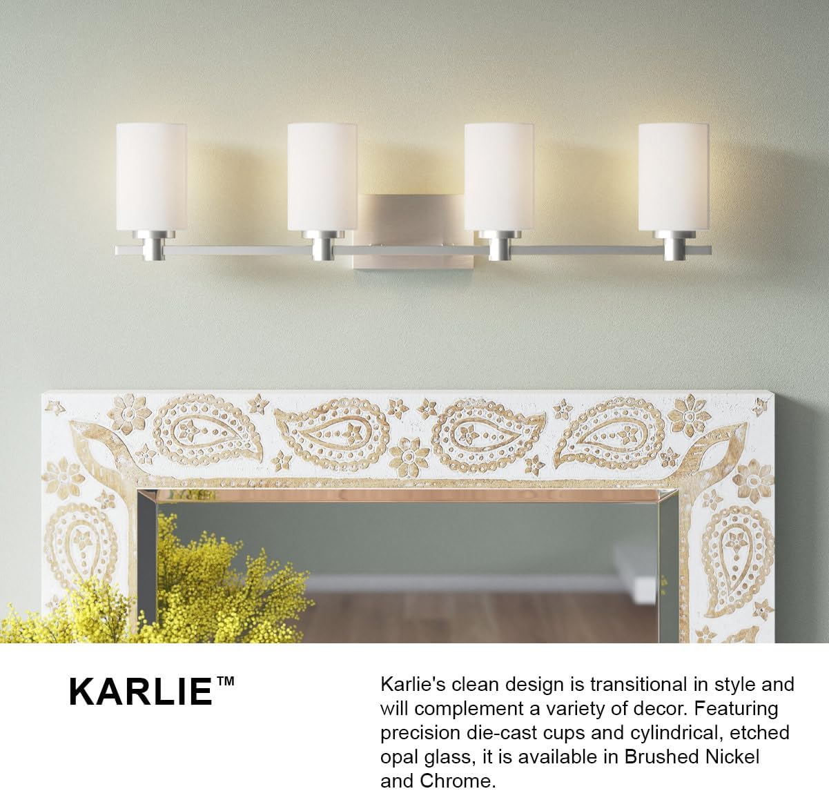 Hinkley Karlie Transitional Four Light Bathroom Vanity Fixture, Chrome