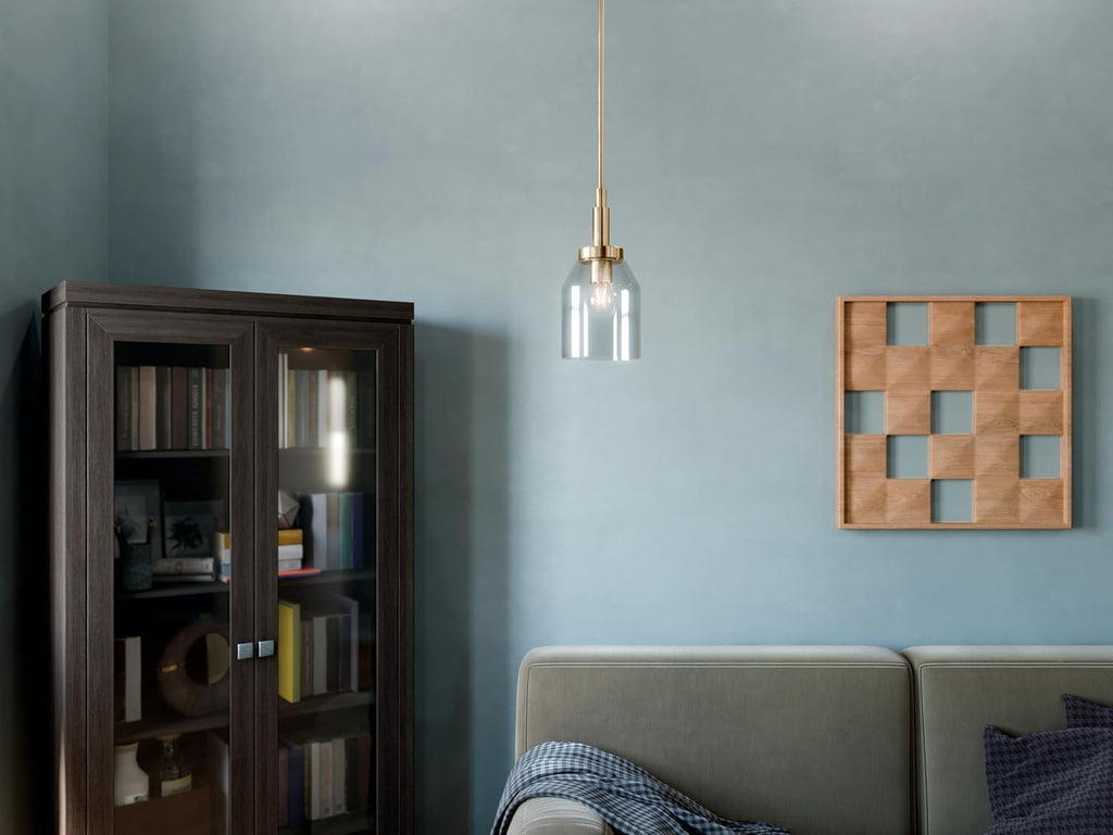 Kichler Madden 1-Light Mini Pendant Light Fixture with Clear Glass Shade in Champagne Bronze, Sloped Ceiling Compatible for Kitchen Island Hanging Lighting (15' x 7 '), 52725CPZ