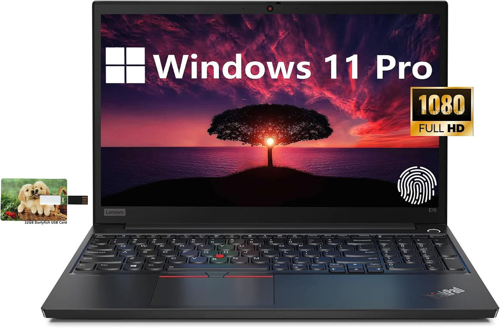 Lenovo New ThinkPad E15 Business Laptop, 15.6' FHD Display, Core i7-1165G7, Windows 11 Pro, 32GB RAM 1TB SSD, Fingerprint,WiFi,32GB Durlyfish USB Card