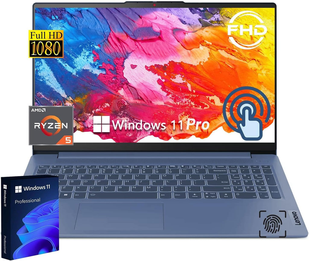 Lenovo Ideapad 3 15.6' Touchscreen Laptop, AMD Ryzen 5 7530U(Beats i7-9850H), 15.6'' FHD Touch Display, 8GB RAM, 1TB SSD M.2 PCIe, Wi-Fi 6, Backlit Keyboard, Windows 11 Pro, Abyss Blue