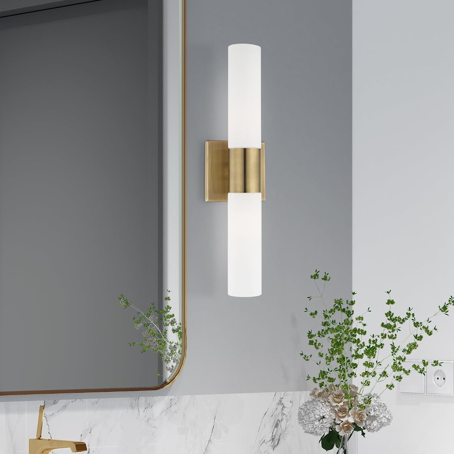 Livex Lighting, 10102-01, Aero, ADA Bath Vanity, 2 Light, Antique Brass