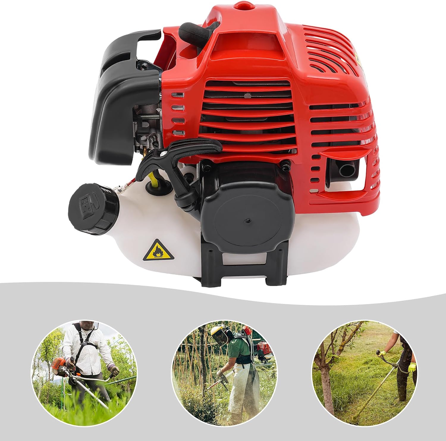 LOYALHEARTDY Gas Engine 2-Stroke 42.7CC Multi-Use Gas Motor Hand Pull Start Air Cooling Single-Cylinder Lawn Mower Engine That Runs on Gas - Red, W57G7854GT8