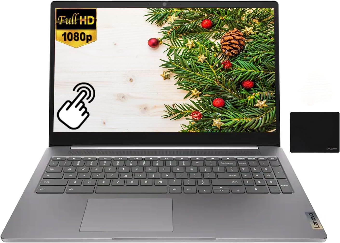Lenovo IdeaPad 3i Chromebook Laptop, 15.6'' FHD (1920 x 1080) Touchscreen, 4-Core Intel Pentium Silver N6000, 8GB LPDDR4x, 256GB (128GB eMMC+128GB SD Card), Wi-Fi 6, Arctic Grey, EAT Mouse Pad