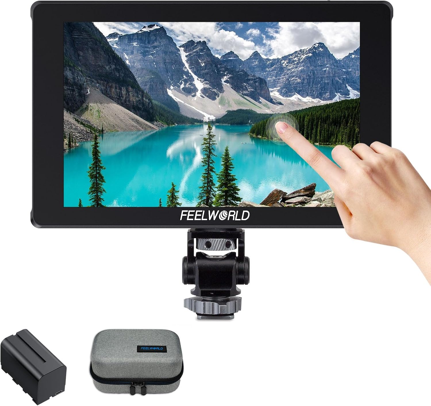 FEELWORLD 7 Inch Camera Field Monitor,1200Nit Highlight Touch Screen DSLR Camera Monitor 4K 60Hz HDMI 3D LUT, HDR Waveform with NP-F750 Battery and Bag F7PLUS