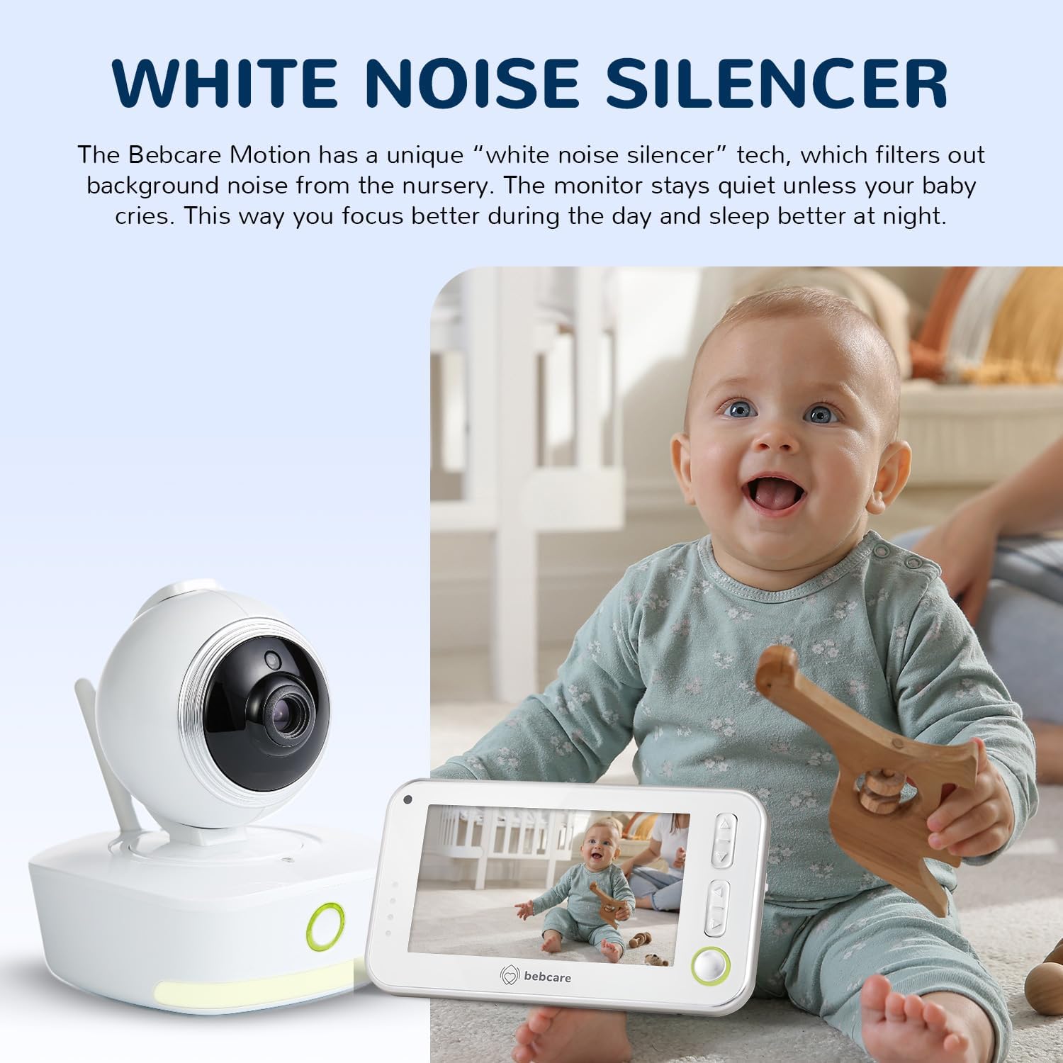 Bebcare Motion - Smart Video Baby Monitor: 4.3' Ultra-Clear Screen, 360° Pan-and-Tilt Camera, Temperature Sensor, Motion and Sound Alert, Auto Baby Tracking Camera (Without Breathing Sensor Mat)