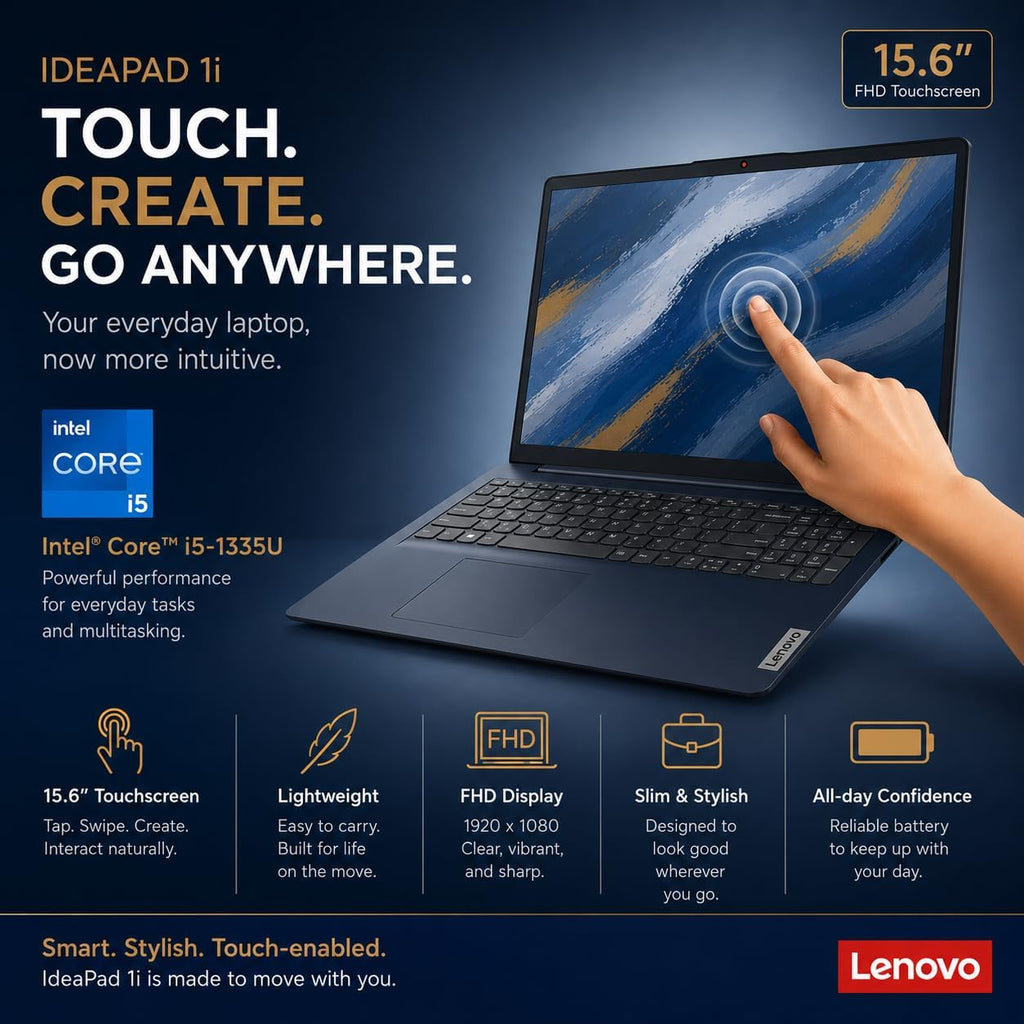 Lenovo Business Laptop, 15.6 'FHD Touchscreen, 13th Generation Intel Core i5 Processor with 10 Cores (up to 4.6 GHz), 40GB of RAM, 1TB SSD, Wi-Fi 6, Windows 11, WOWPC USB