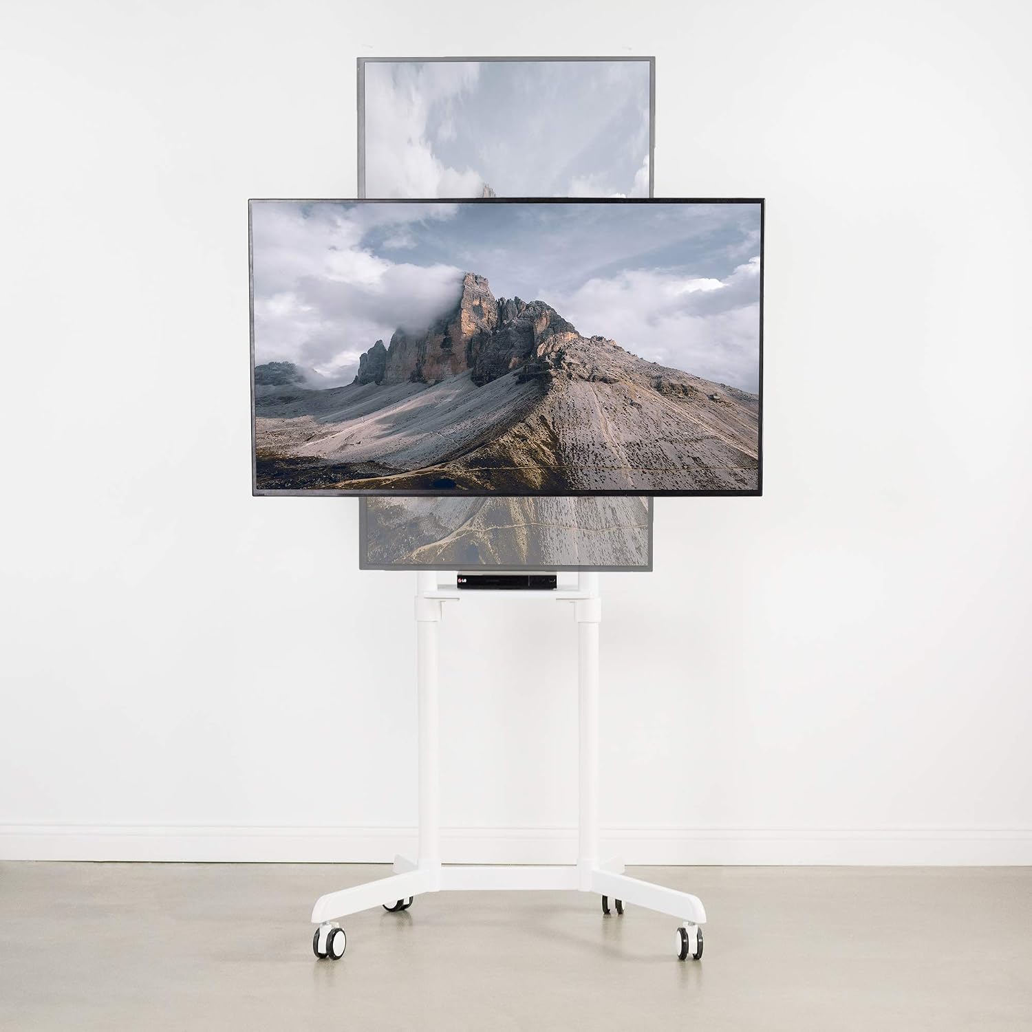 VIVO Mobile Premium TV Cart for 32 to 88 inch Screens up to 154 lbs, Samsung Digital Flipchart, Microsoft Surface Hub 2S, Portrait to Landscape, Shelf, Wheels, Max VESA 600x400, White, STAND-TV02PW