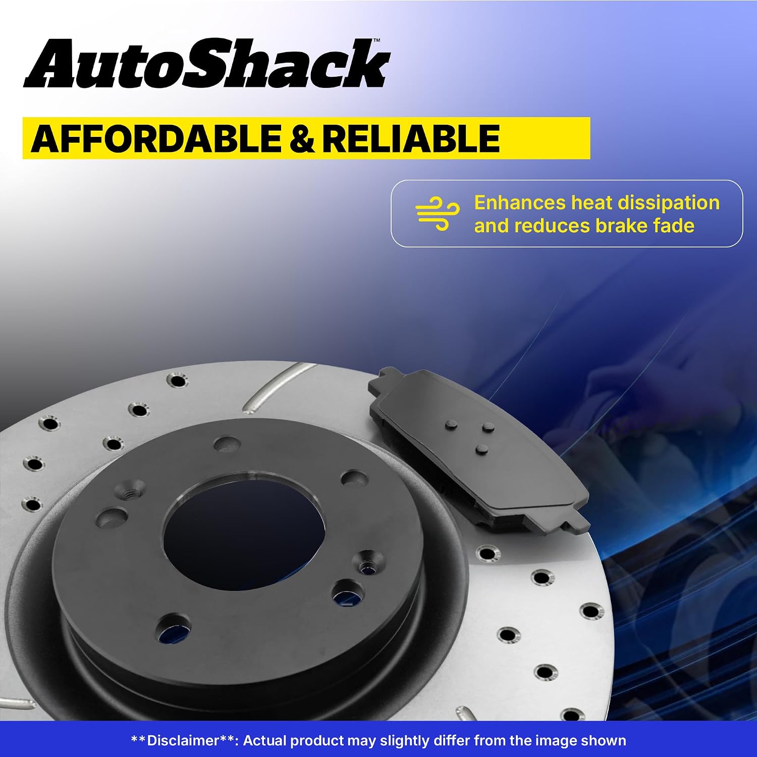 AutoShack Front & Rear Brake Rotors & Ceramic Pads for Ford & Lincoln, F-150 2004-2008 Mark LT 2006-2008, 4WD AWD RWD V6 4.2L V8 4.6L 5.4L - E-Coated Drilled & Slotted - ShadowGuard