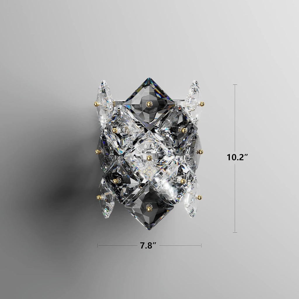 Modern Crystal Wall Sconces,Chrome Wall Light Fixtures,Luxury Indoor Wall Lamp,K9 Crystal Vanity Wall Mount Lamps,Industrial Sconce Lighting for Bathroom Living Room,Bedsides,Hallway,Bedroom