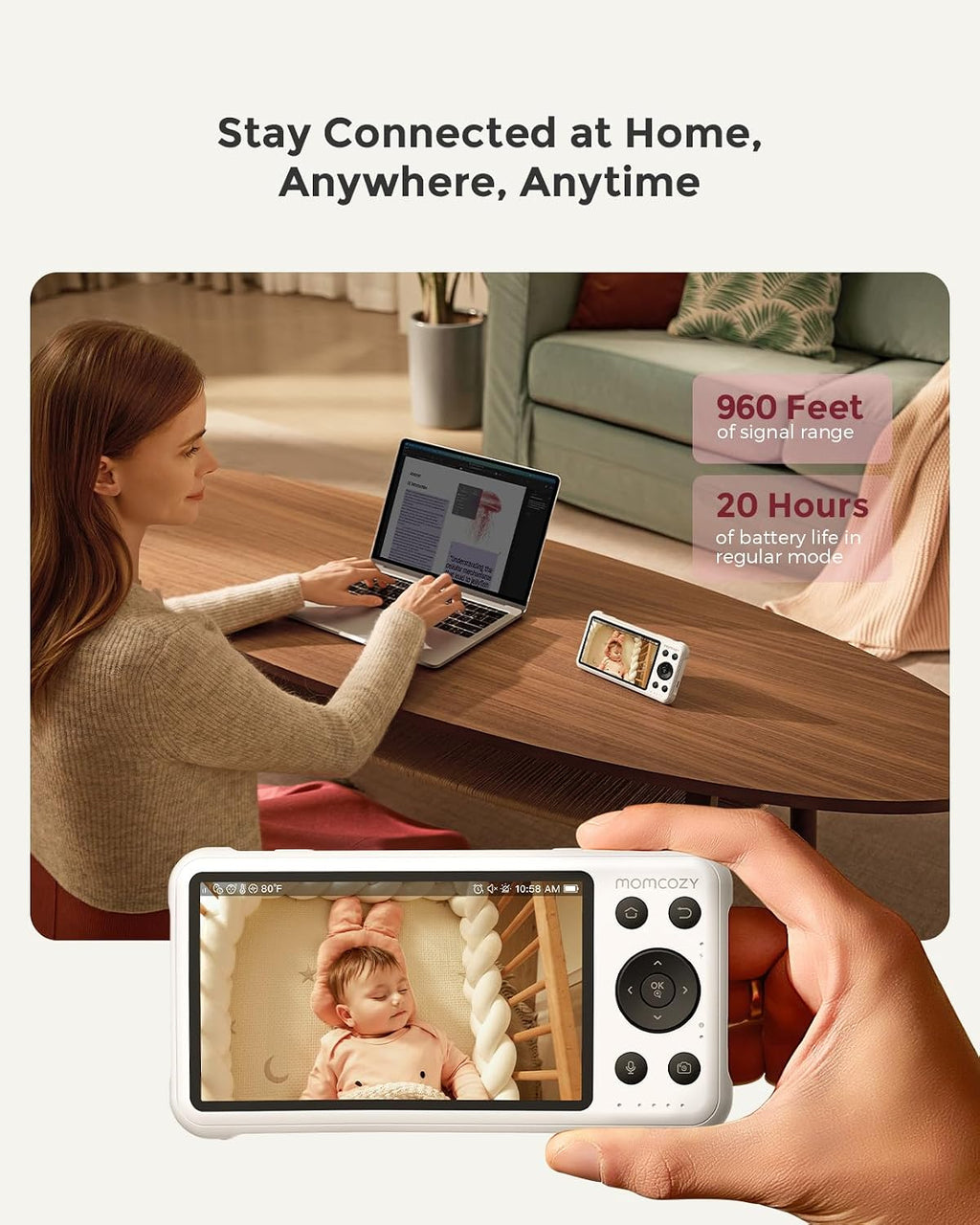 Momcozy Smart WiFi Baby Monitor with Camera and Audio & Momcozy Baby Nail File Electric, Gentle Baby Nail Trimmer Electric Rechargeable