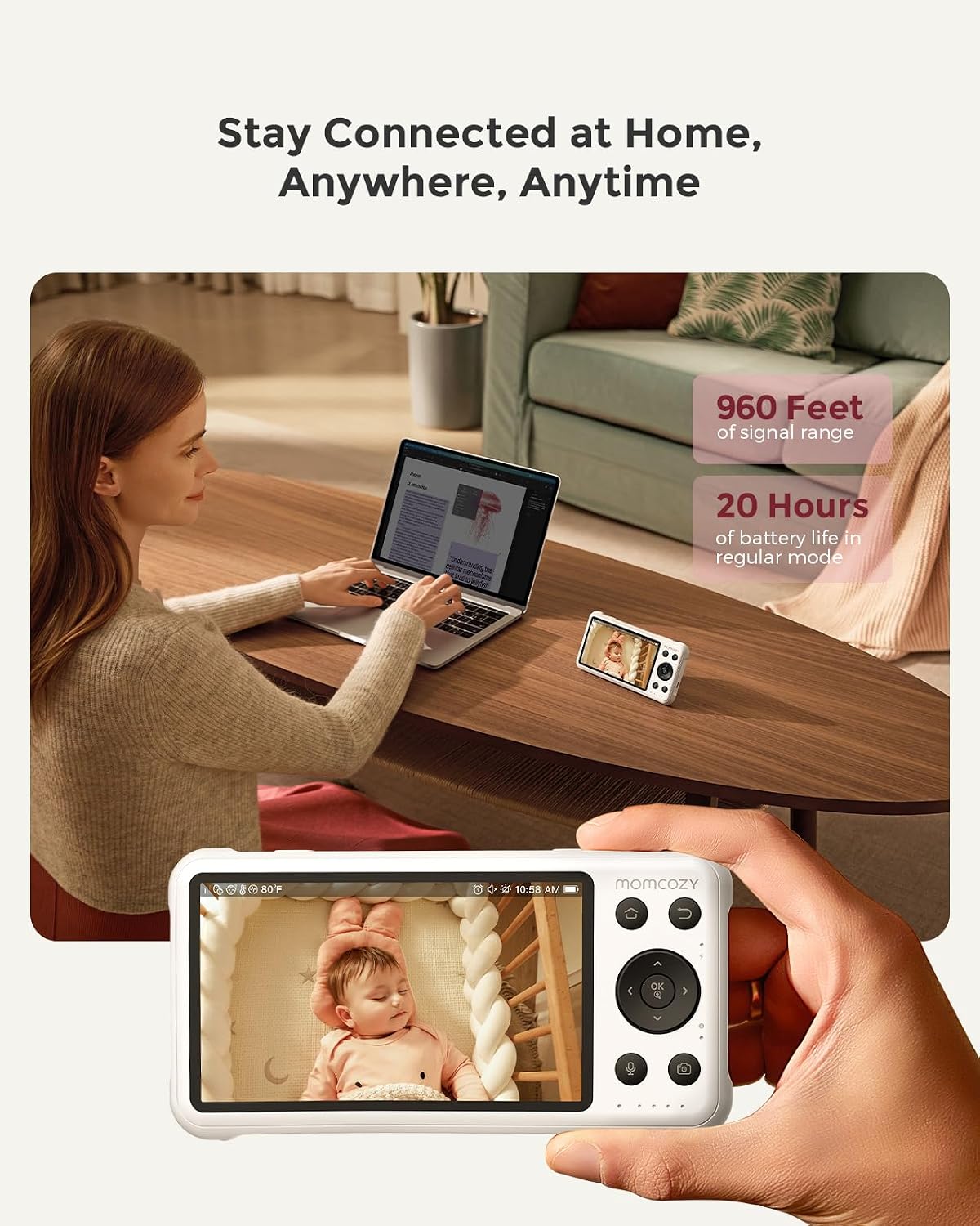 Momcozy Smart WiFi Baby Monitor with Camera and Audio & Momcozy Baby Nail File Electric, Gentle Baby Nail Trimmer Electric Rechargeable
