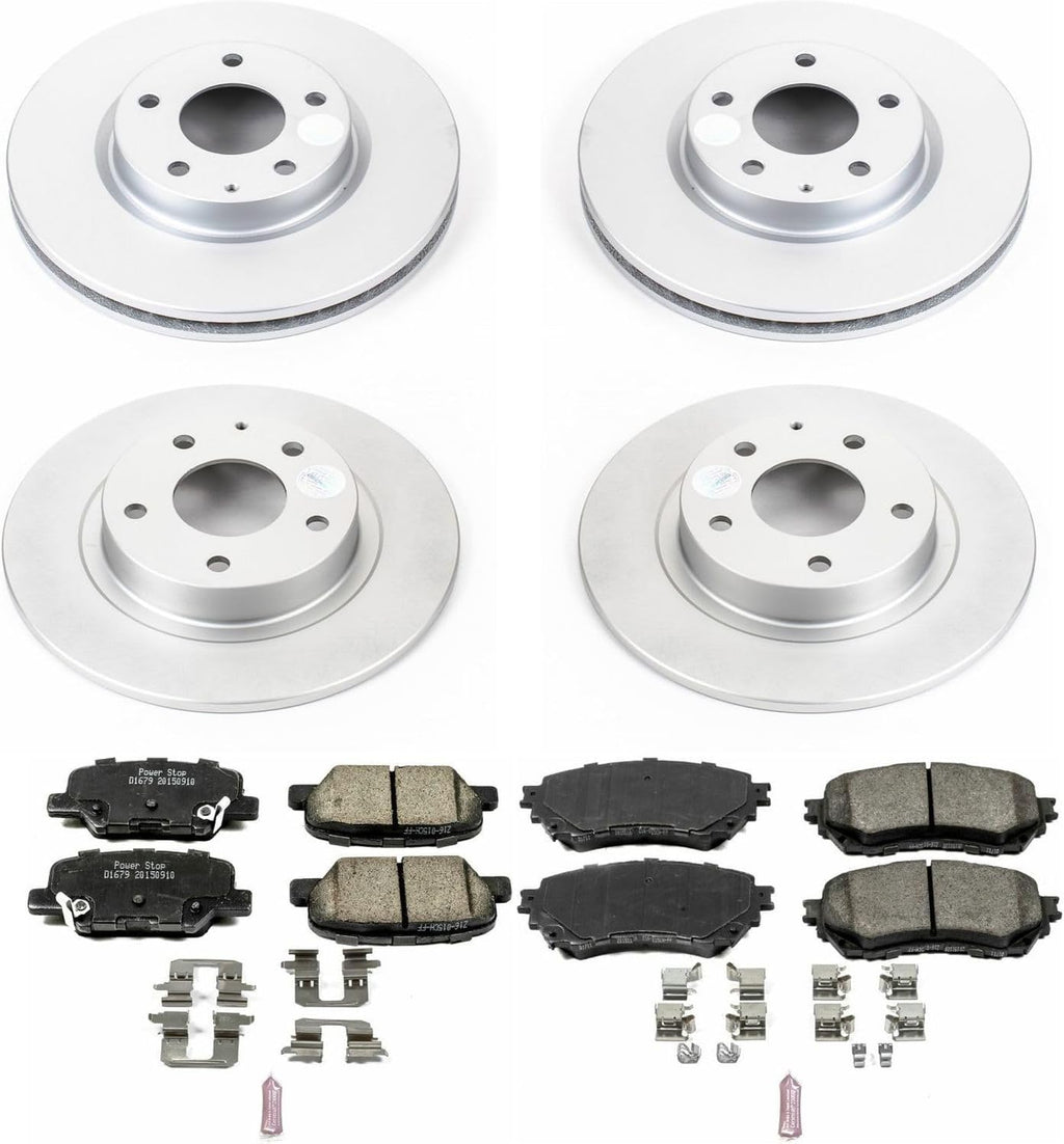 PowerStop Front and Rear Brake Kit for Mazda 6 2014-15 - Fully-Coated Disc Rotors with Z17 Ceramic Brake Pads Replacement, CRK6966