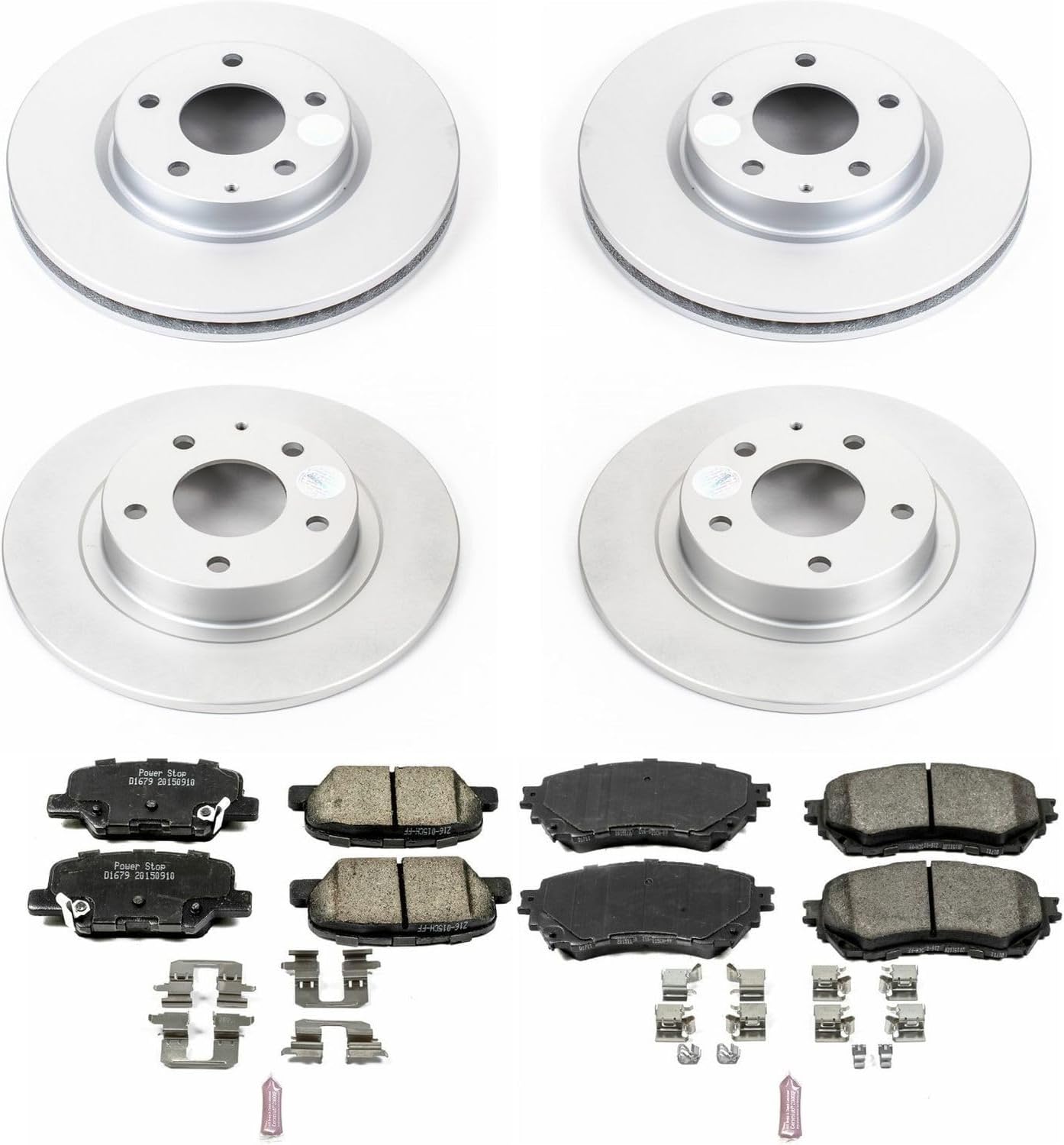 PowerStop Front and Rear Brake Kit for Mazda 6 2014-15 - Fully-Coated Disc Rotors with Z17 Ceramic Brake Pads Replacement, CRK6966