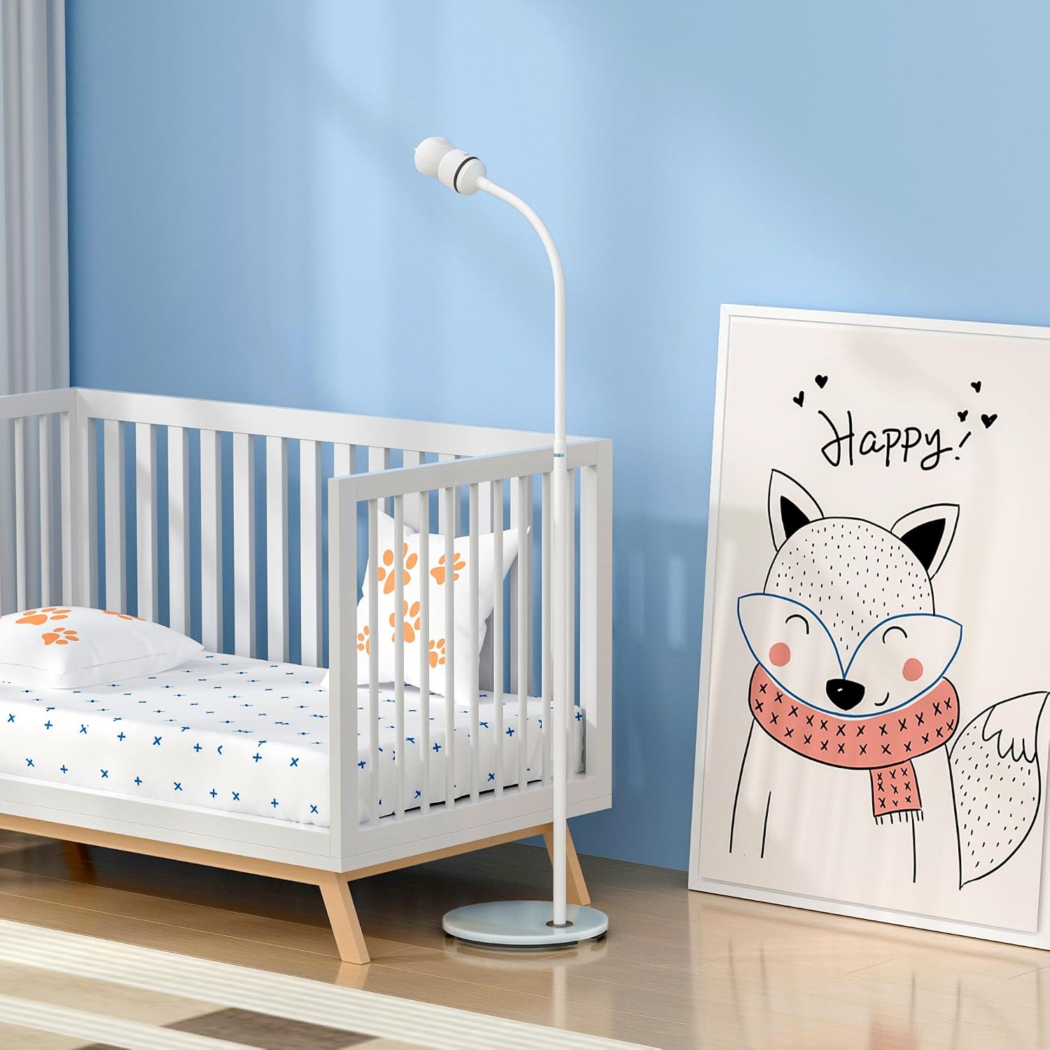 Bundle of Simsky Baby Monitor with Camera and Audio + Baby Monitor Floor Stand, 7' HD Large Touch Screen WiFi/No WiFi Smart Video Monitor, 6X Optical Quality Zoom, App Remote Access