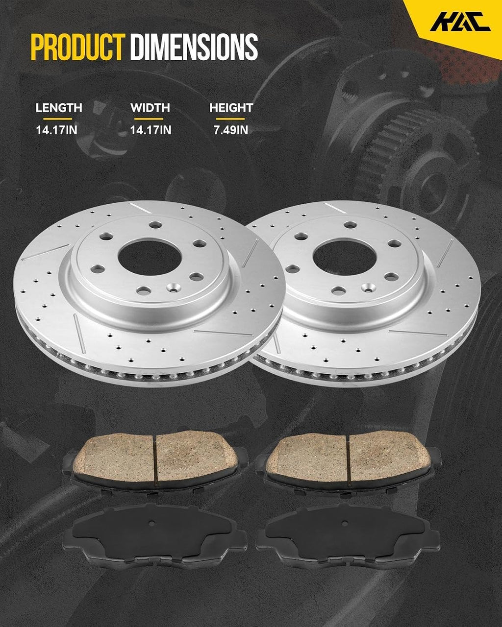 Rear Brake Kit,OE Brake Rotors and Ceramic Brake Pads Fits for 2007-2013 Silverado 1500, 2007-2014 Tahoe/Yukon/Escalade, OEM#55133+D1194 Automotive Replacement Brake Kit