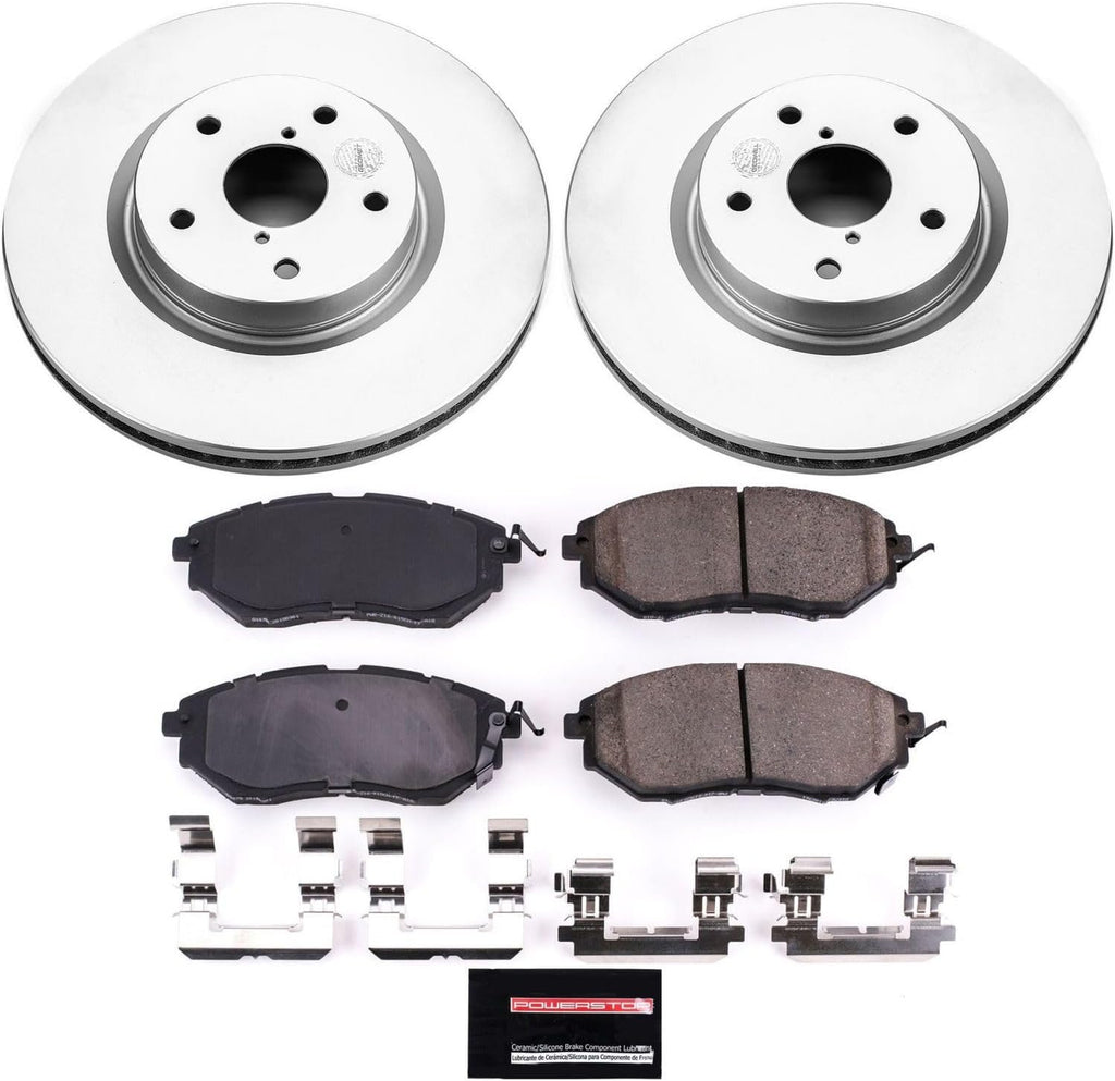 PowerStop Front Brake Kit for Subaru B9 Tribeca 2006-07 |Legacy 2015-19 |Outback 2015-19 |Tribeca 2008-14 |WRX 2015-21 - Fully-Coated Disc Rotors with Z17 Ceramic Brake Pads Replacement, CRK4603
