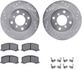 Dynamic Friction Company Front Brake Kit Fits 2011-2019 Ford Fiesta| 5000 Advanced Pads, Drilled Slotted Rotors| Hardware| 10.2' Front