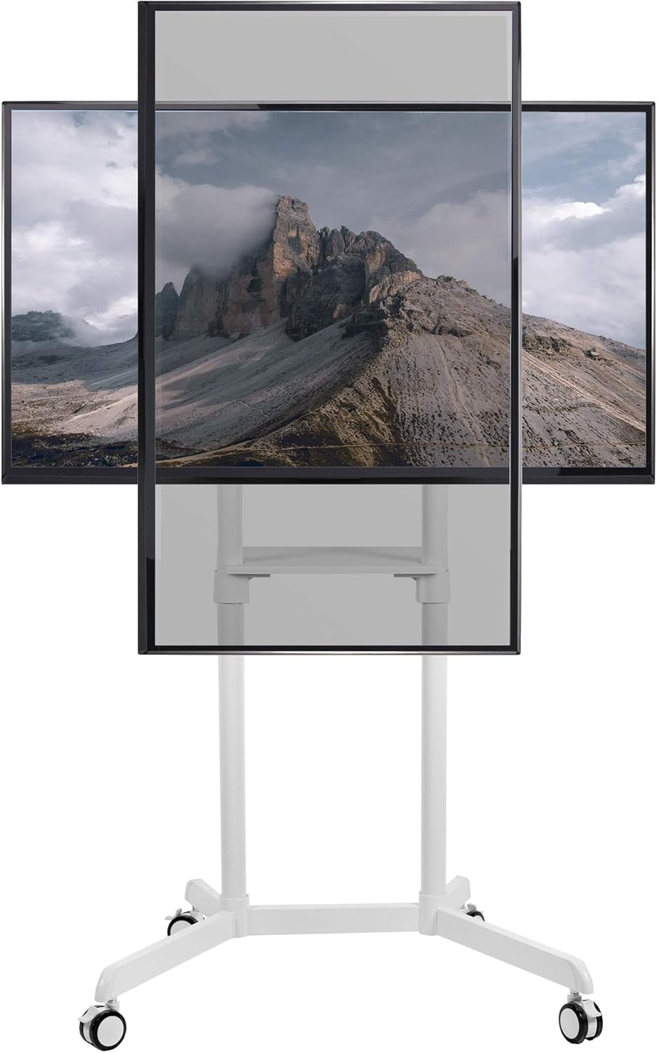VIVO Mobile Premium TV Cart for 32 to 88 inch Screens up to 154 lbs, Samsung Digital Flipchart, Microsoft Surface Hub 2S, Portrait to Landscape, Shelf, Wheels, Max VESA 600x400, White, STAND-TV02PW