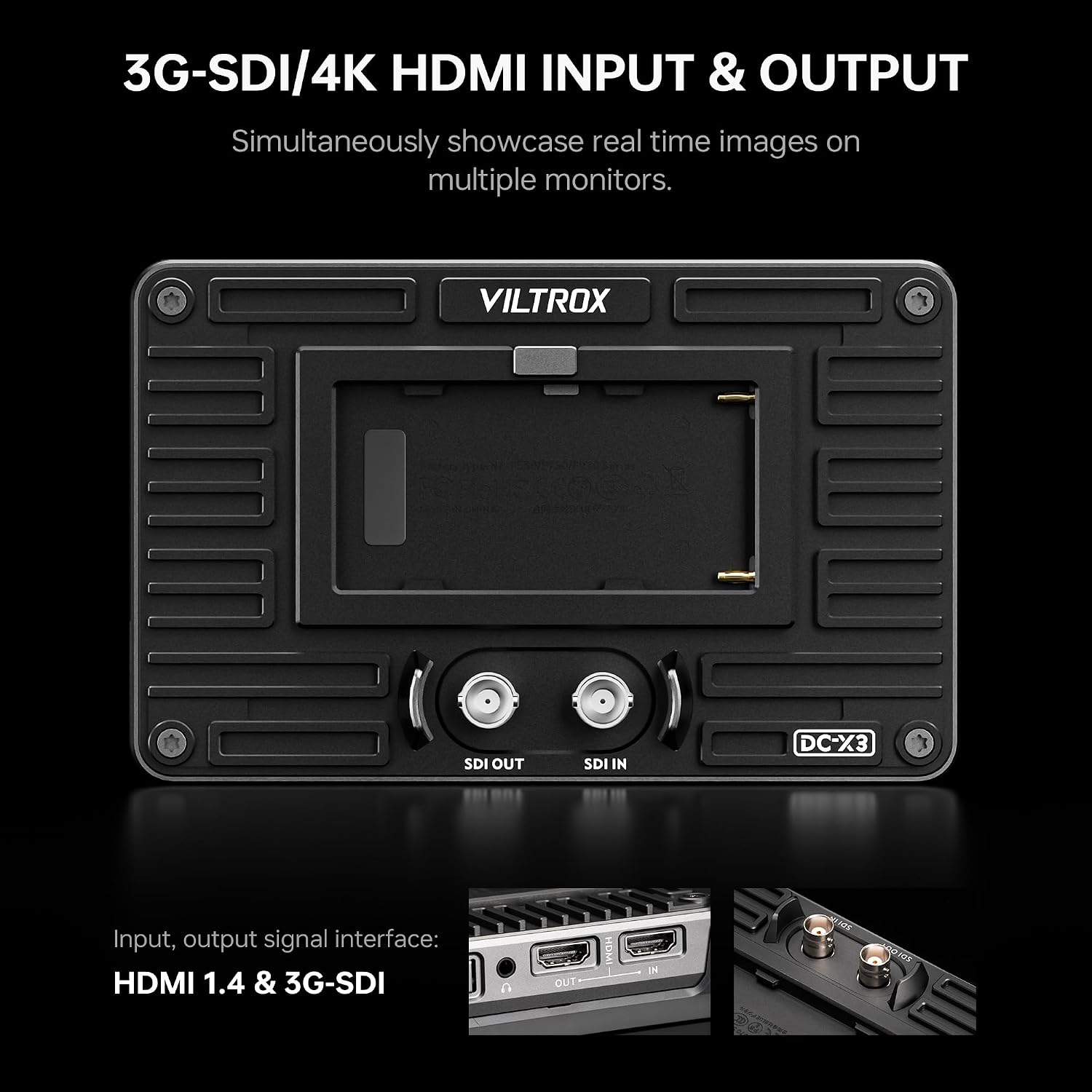 VILTROX DC-X3 Camera Monitor with Rig Cage, 6 Inch IPS Touchscreen Camera Field Monitor Kit 4K HDMI 3G-SDI in/Out 2000 nits with Sunshade Hood, 3D Lut, Waveform, Histogram & Vectorscope Tools