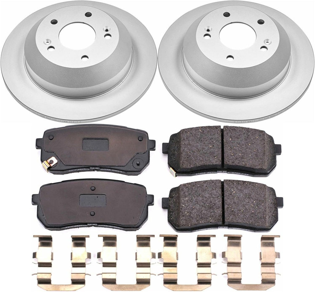 PowerStop Rear Brake Kit for Kia Sedona 2015-21 - Fully-Coated Disc Rotors with Z17 Ceramic Brake Pads Replacement, CRK7213